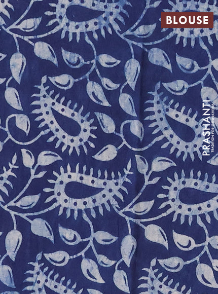 Jaipur cotton saree dark blue with allover kalamkari prints and printed border