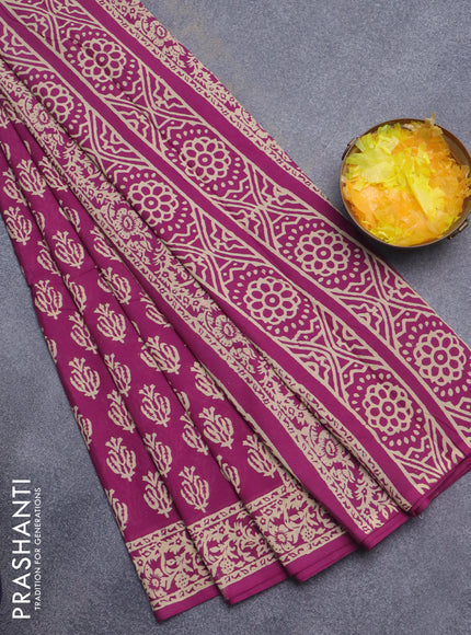 Jaipur cotton saree magenta pink with allover butta prints and printed border