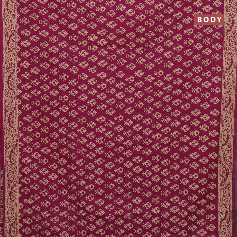 Jaipur cotton saree magenta pink with allover butta prints and printed border