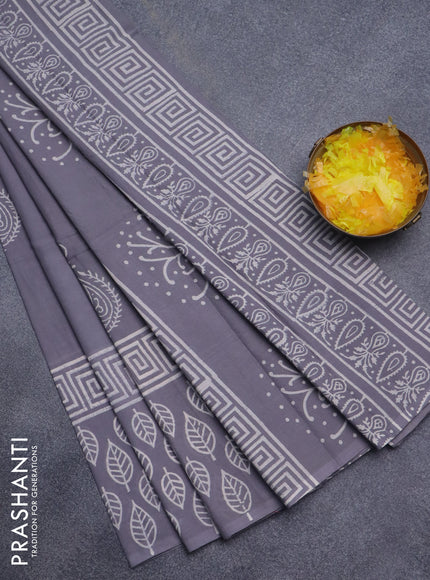 Jaipur cotton saree grey shade with butta prints and printed border