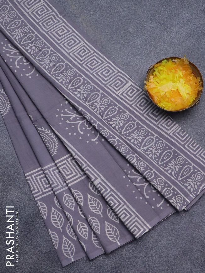 Jaipur cotton saree grey shade with butta prints and printed border