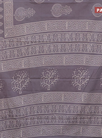 Jaipur cotton saree grey shade with butta prints and printed border