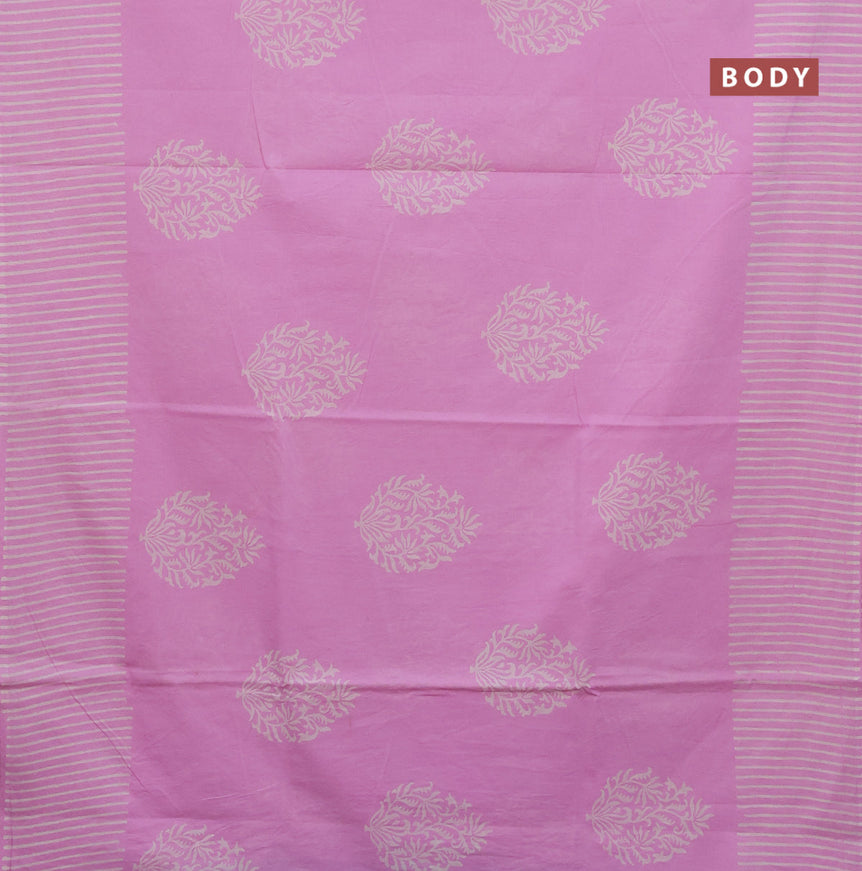 Jaipur cotton saree light pink with butta prints and printed border