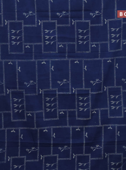 Jaipur cotton saree blue and navy blue with allover prints and printed border