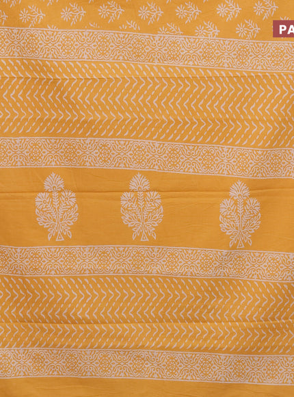 Jaipur cotton saree yellow with butta prints and printed border