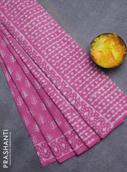 Jaipur cotton saree pink shade with butta prints and printed border