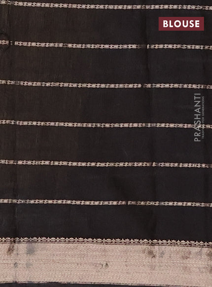 Assam partly silk saree mustard yellow and black with allover prints & zari weaves and zari woven border