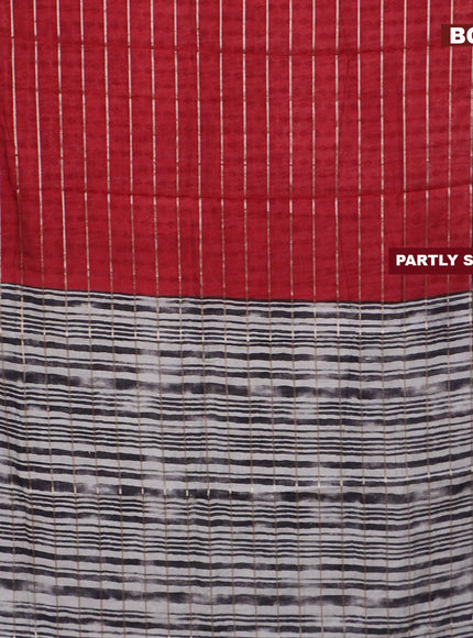 Assam partly silk saree maroon and black with digital prints & zari weaves and zari woven border