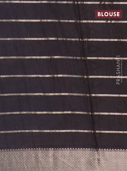 Assam partly silk saree blue and black with digital prints & zari weaves and zari woven border