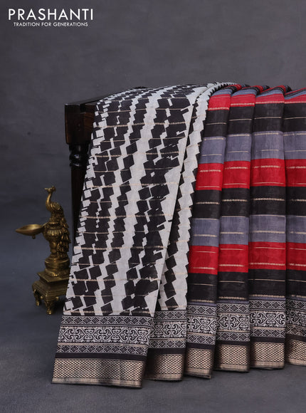 Assam partly silk saree multi colour and maroon black with digital prints & zari weaves and zari woven border