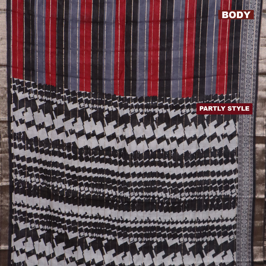 Assam partly silk saree multi colour and maroon black with digital prints & zari weaves and zari woven border