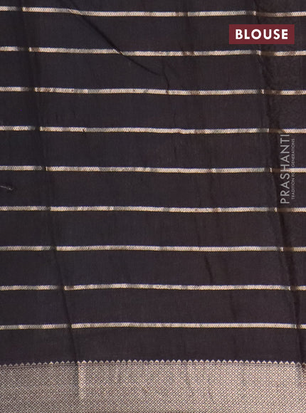 Assam partly silk saree blue and black with digital prints & zari weaves and zari woven border