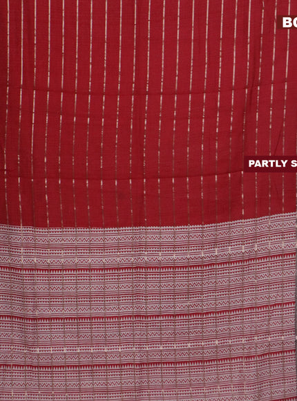 Assam partly silk saree maroon and black with digital prints & zari weaves and zari woven border