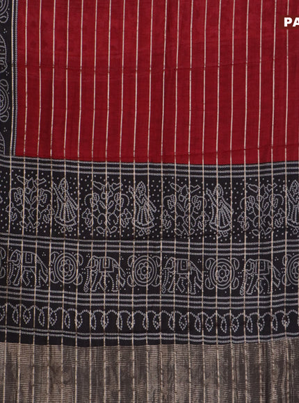 Assam partly silk saree maroon and black with digital prints & zari weaves and zari woven border