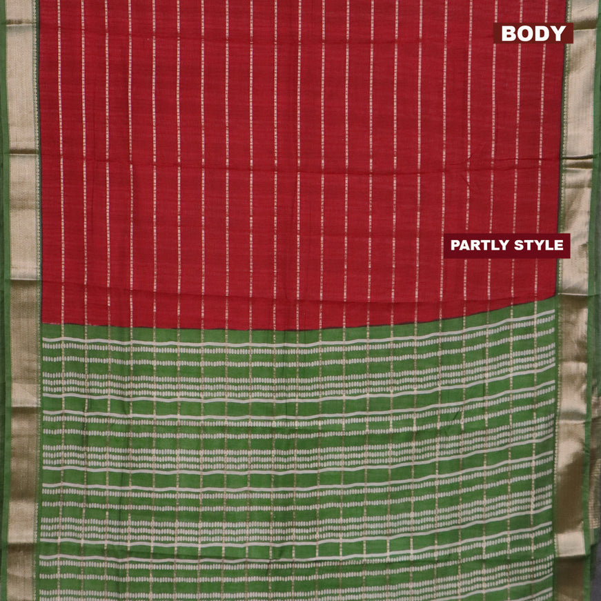 Assam partly silk saree maroon and green with digital prints & zari weaves and zari woven border