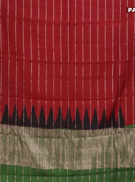 Assam partly silk saree maroon and green with digital prints & zari weaves and zari woven border