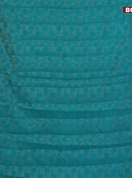 Semi raw silk saree cs blue with allover self emboss and zari woven border