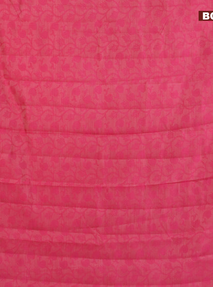 Semi raw silk saree pink with allover self emboss and zari woven border