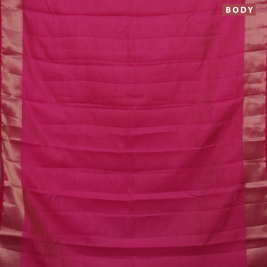 Semi raw silk saree pink with allover self emboss and zari woven border