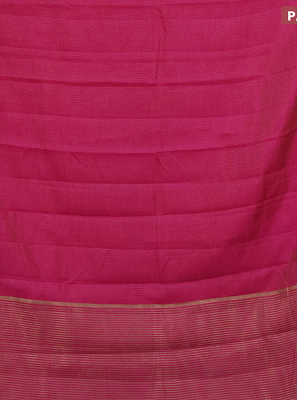 Semi raw silk saree pink with allover self emboss and zari woven border