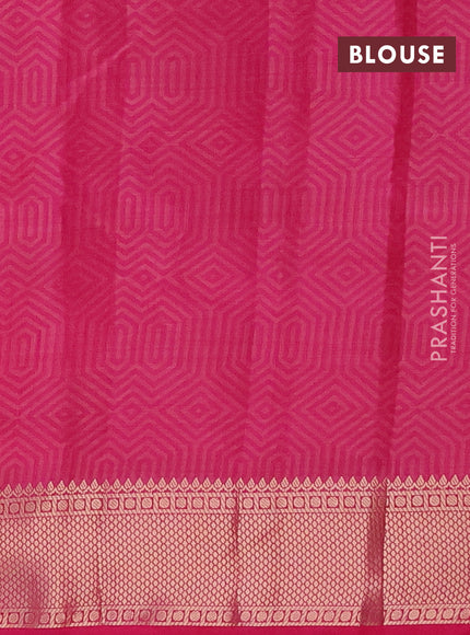 Semi raw silk saree pink with allover self emboss and zari woven border