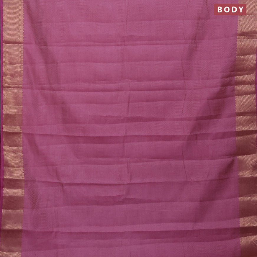 Semi raw silk saree mauve pink with allover self emboss and zari woven border