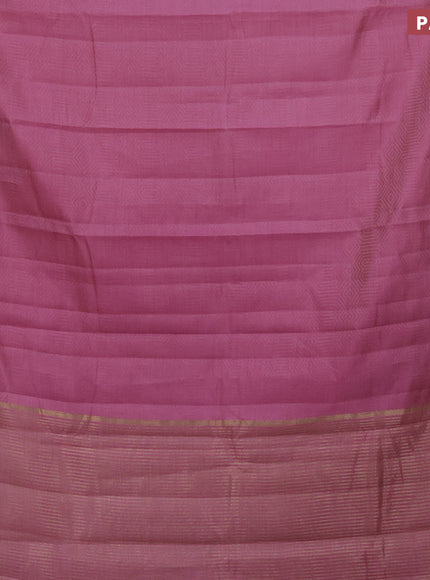 Semi raw silk saree mauve pink with allover self emboss and zari woven border