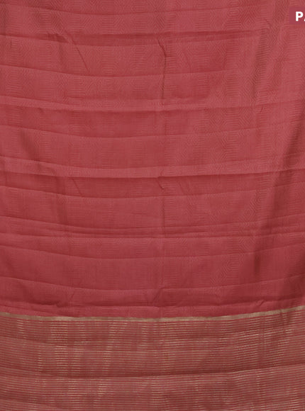 Semi raw silk saree pastel maroon with allover self emboss and zari woven border