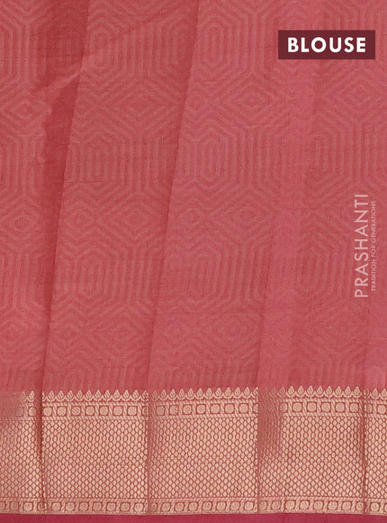 Semi raw silk saree pastel maroon with allover self emboss and zari woven border