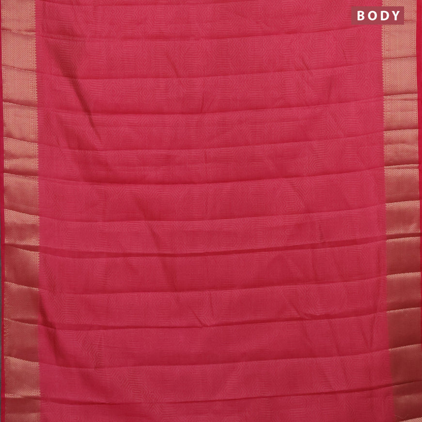 Semi raw silk saree pink with allover self emboss and zari woven border