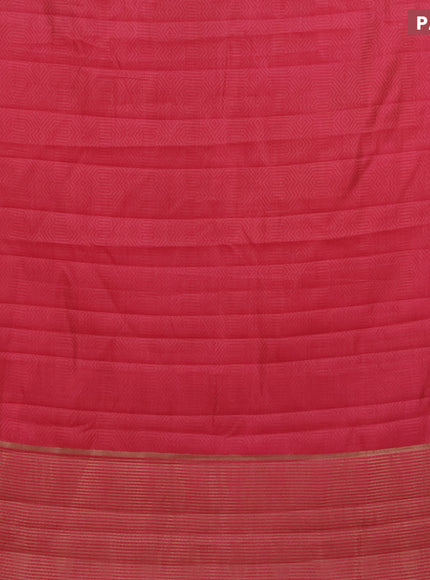 Semi raw silk saree pink with allover self emboss and zari woven border