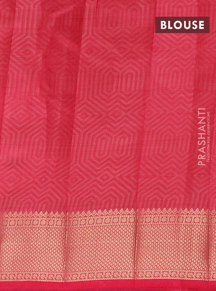 Semi raw silk saree pink with allover self emboss and zari woven border