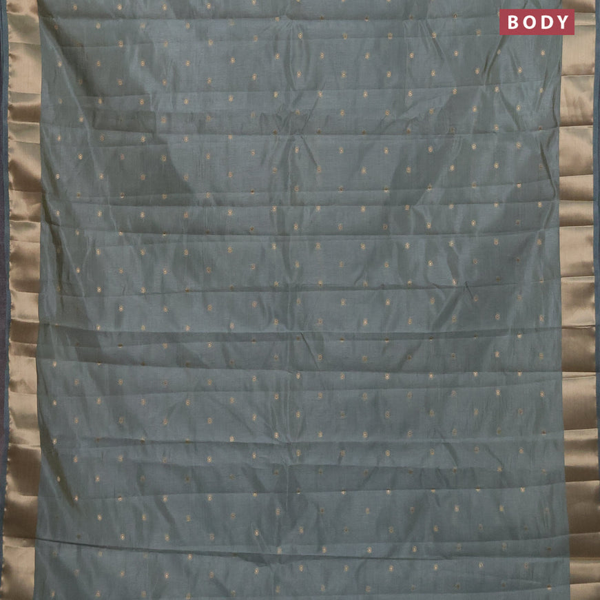 Semi raw silk saree grey shade with zari woven buttas and zari woven border