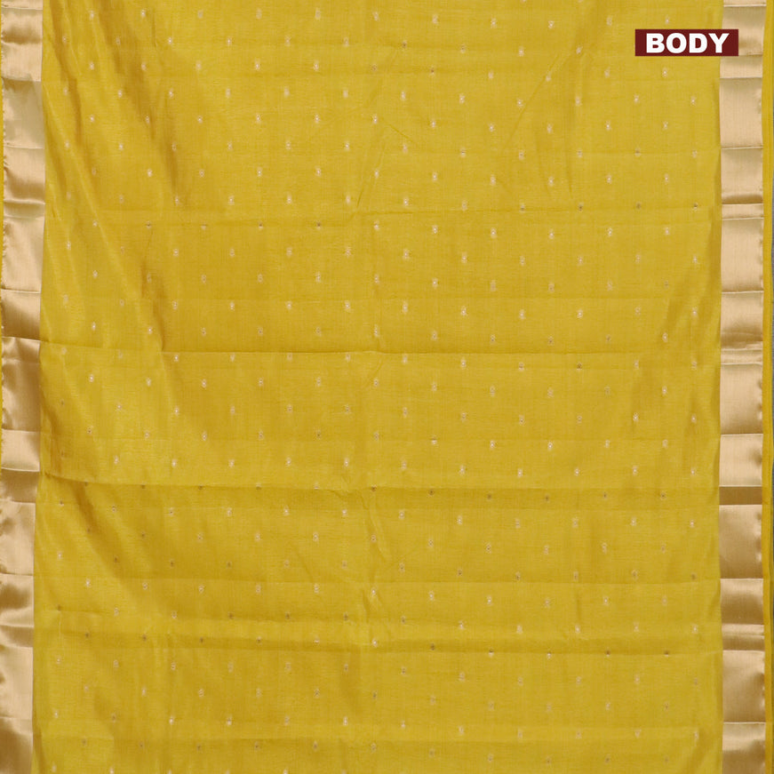 Semi raw silk saree yellow with zari woven buttas and zari woven border