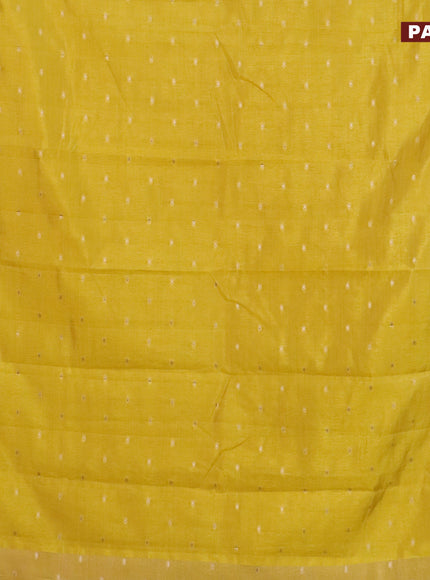 Semi raw silk saree yellow with zari woven buttas and zari woven border