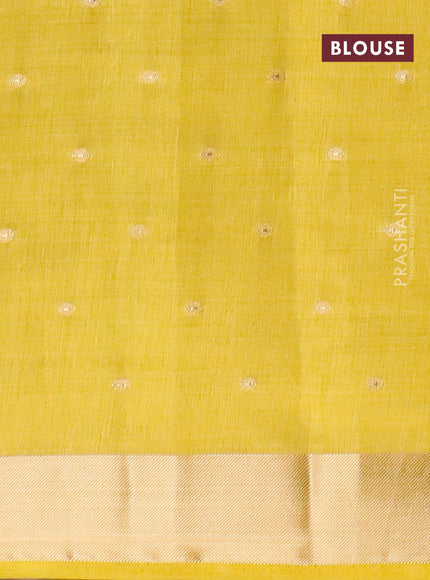 Semi raw silk saree yellow with zari woven buttas and zari woven border