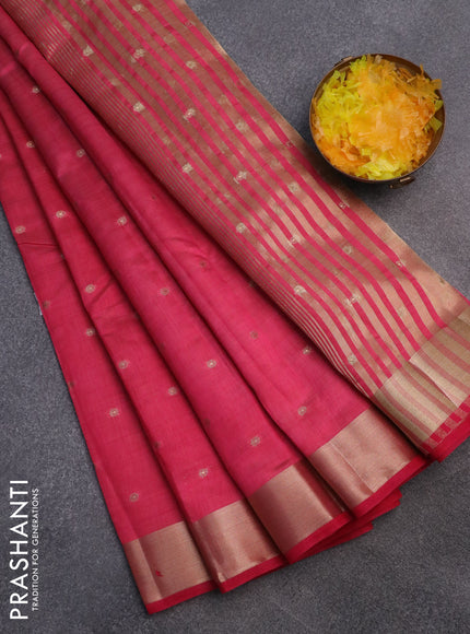 Semi raw silk saree pink with zari woven buttas and zari woven border