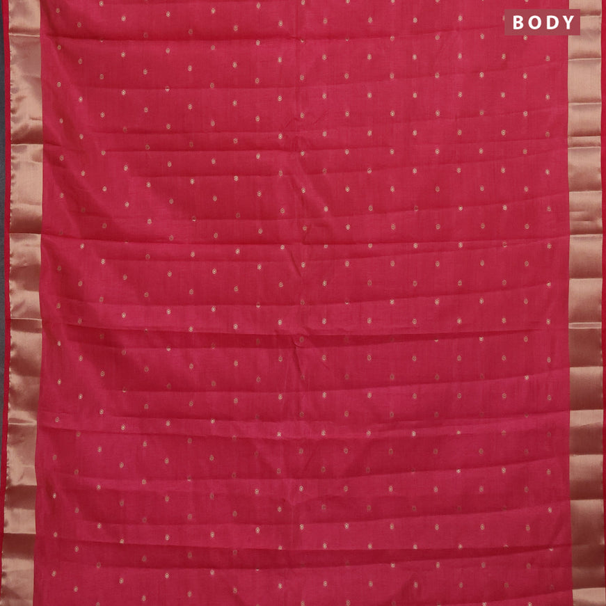 Semi raw silk saree pink with zari woven buttas and zari woven border