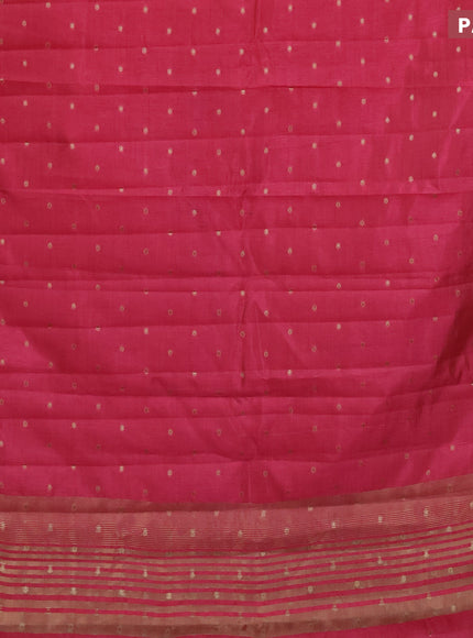 Semi raw silk saree pink with zari woven buttas and zari woven border