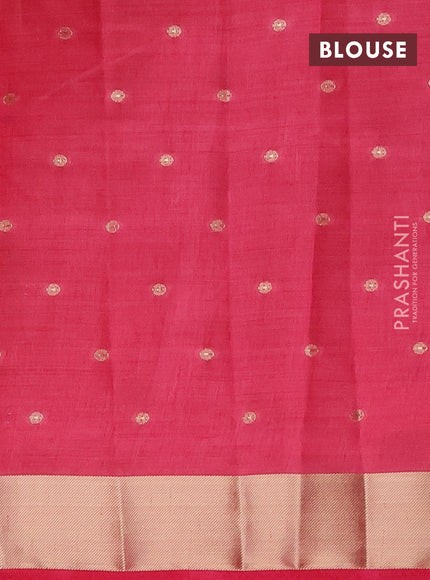 Semi raw silk saree pink with zari woven buttas and zari woven border