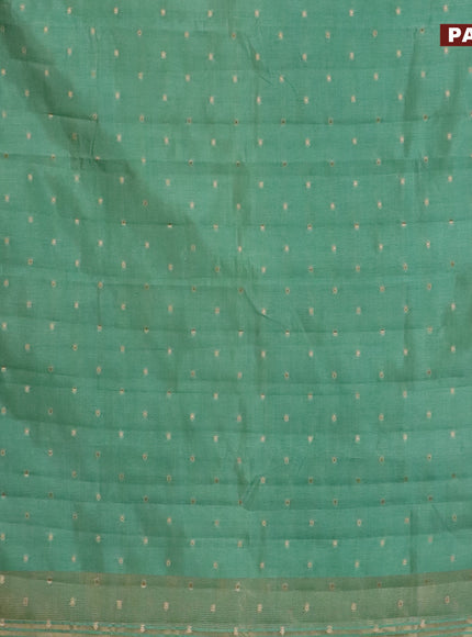 Semi raw silk saree pastel green with zari woven buttas and zari woven border