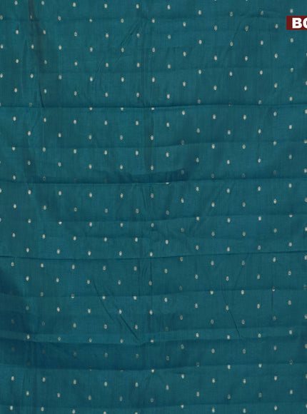 Semi raw silk saree peacock blue with zari woven buttas and zari woven border