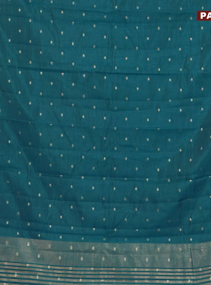 Semi raw silk saree peacock blue with zari woven buttas and zari woven border