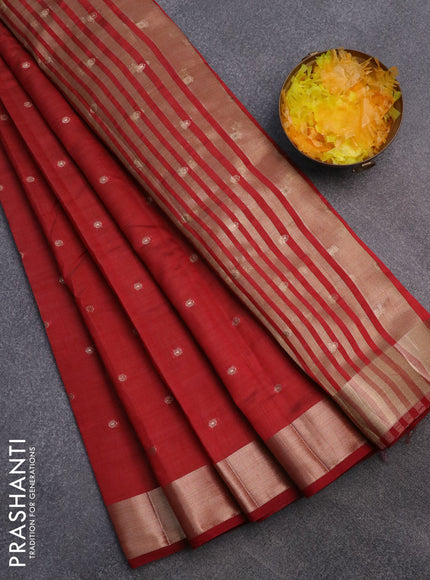 Semi raw silk saree maroon with zari woven buttas and zari woven border