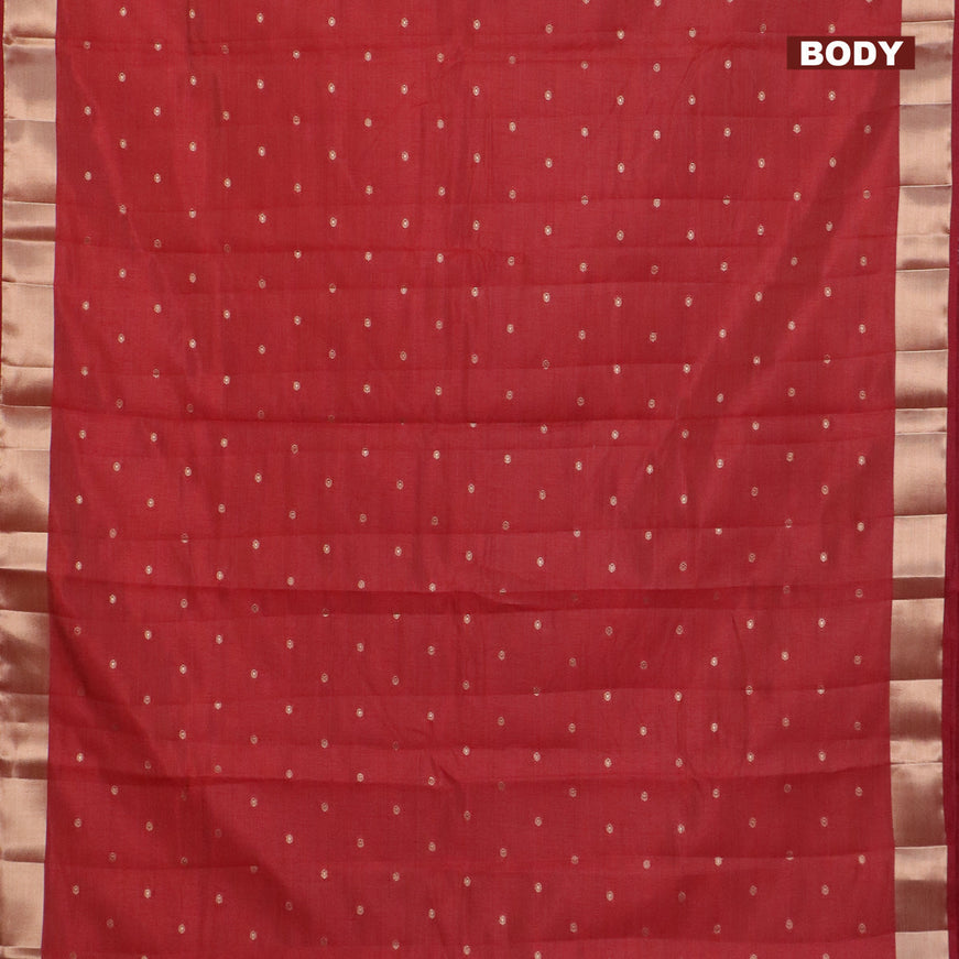 Semi raw silk saree maroon with zari woven buttas and zari woven border