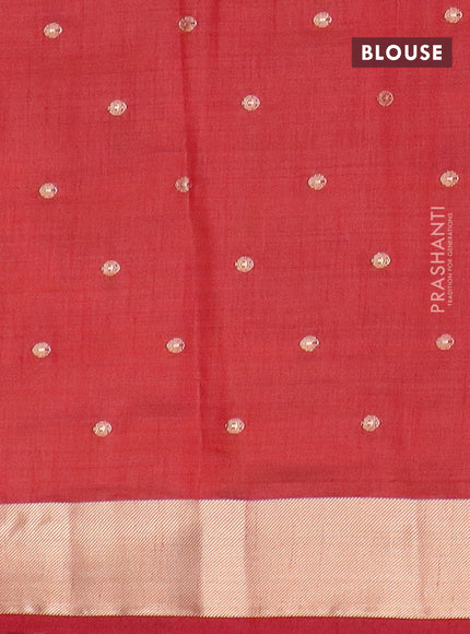 Semi raw silk saree maroon with zari woven buttas and zari woven border