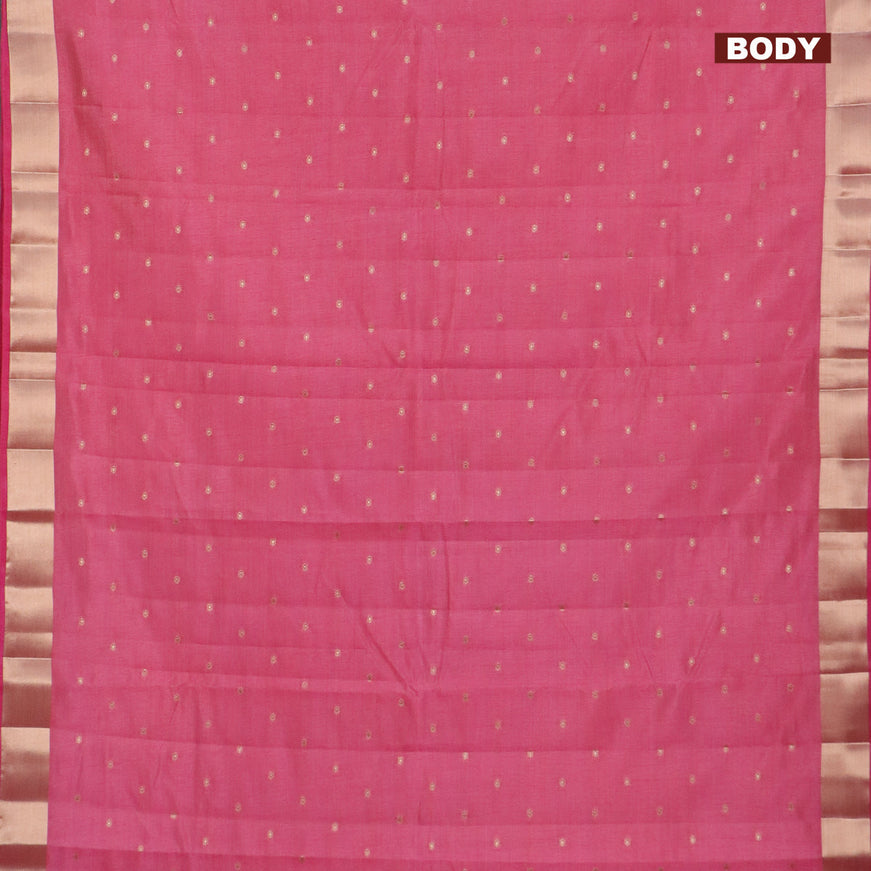 Semi raw silk saree pink shade with zari woven buttas and zari woven border