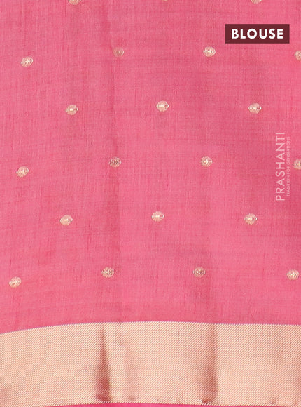 Semi raw silk saree pink shade with zari woven buttas and zari woven border