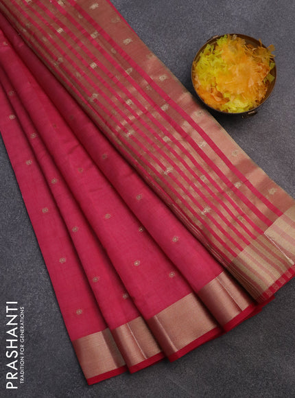 Semi raw silk saree pink with zari woven buttas and zari woven border