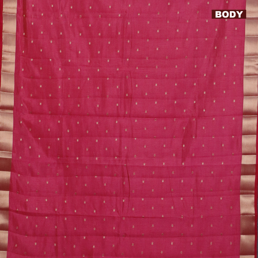 Semi raw silk saree pink with zari woven buttas and zari woven border